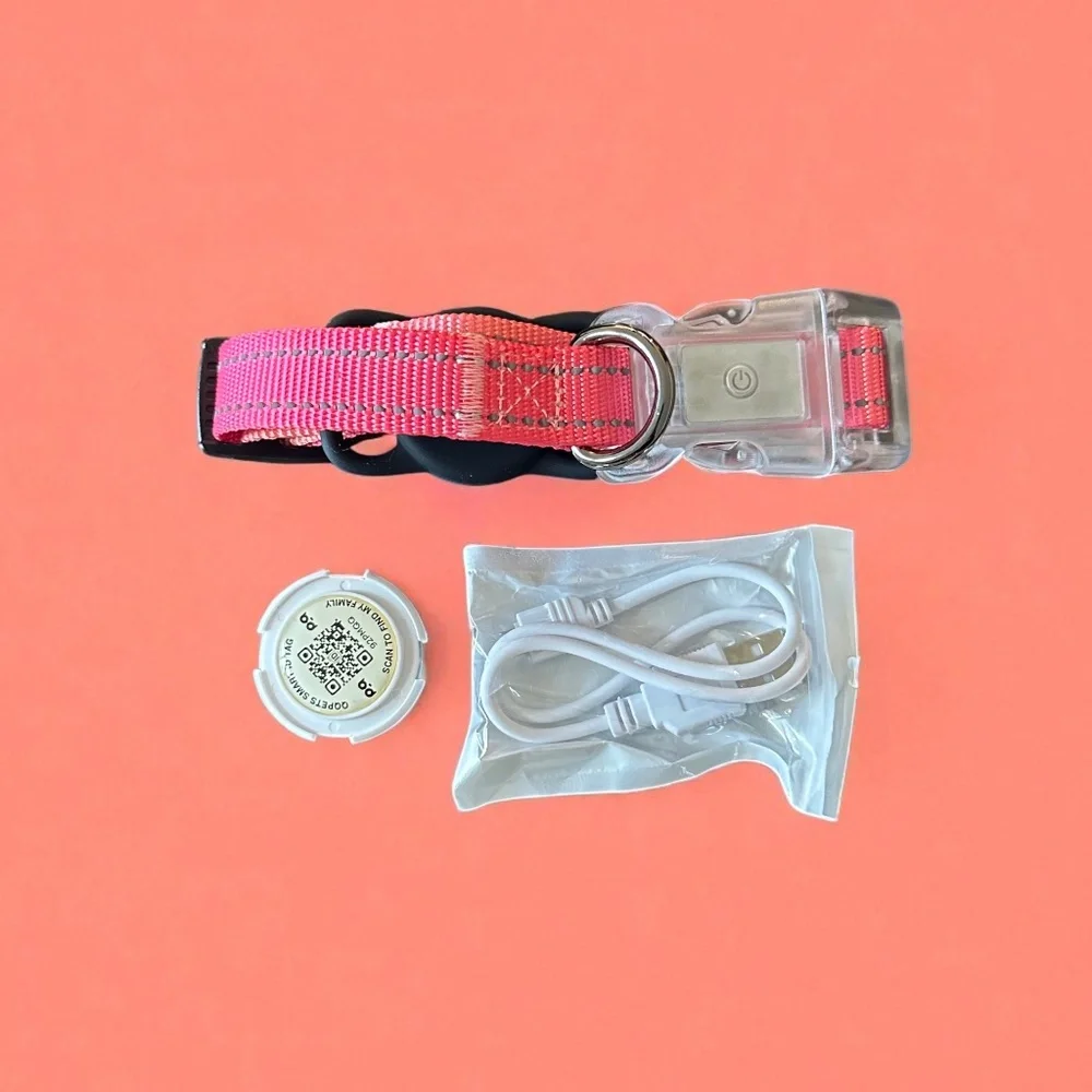 New LED Smart QR Code Dog Collar – Small Rose Red QR Owner Pet Info Rechargeable